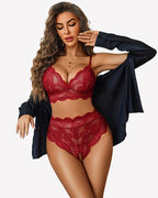 Hight Waisted Bra and Crotchless Panty Set
