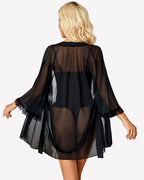 Lace Bodysuit Robe Set 2 Piece Mesh Boudoir Outfits