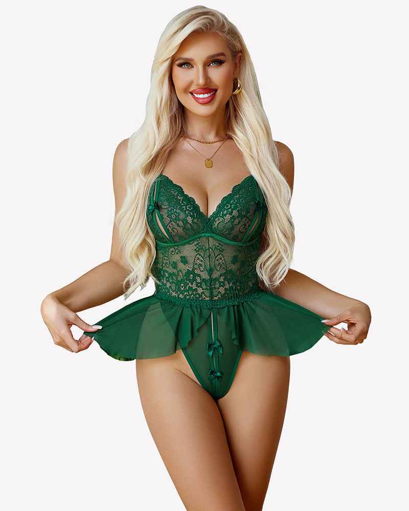 Lace Bodysuit One Piece Mini Babydoll