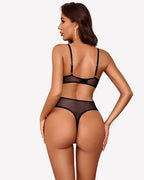 Deep V Lace Teddy Snap Crotch Bodysuit