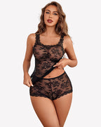 3 Piece Lingerie Set Floral Lace Cami with Robe