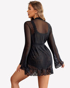 3 Piece Lingerie Set Floral Lace Cami with Robe