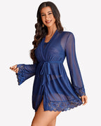 3 Piece Lingerie Set Floral Lace Cami with Robe