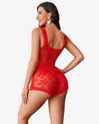 3 Piece Lingerie Set Floral Lace Cami with Robe