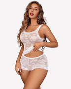 3 Piece Lingerie Set Floral Lace Cami with Robe