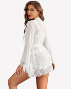 3 Piece Lingerie Set Floral Lace Cami with Robe