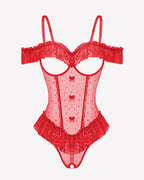 V Neck Bodysuit Lace Ruffle Rave Outfits