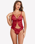 Pajama Set Lace Open Front Cami and Panty