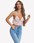 Sheer Lingerie Set 2 Piece Mesh Cami Shorts