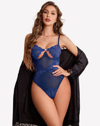 Deep V Lace Teddy Bodysuit Sheer One Piece