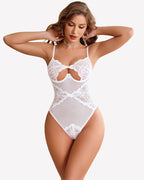 Deep V Lace Teddy Bodysuit Sheer One Piece