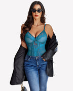 Sheer Lace Bodysuit V Neck Teddy