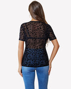 Mesh Sheer Tops Sexy Crew Neck Loose Fit Blouse