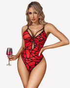 Mesh Sheer Snap Crotch Strappy Bodysuit
