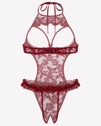 Halter Neck One Piece Teddy Bodysuit