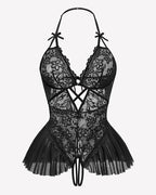 Lace Bodysuit V Neck Sleepwear One Piece