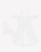 Mesh Lace Wireless Babydoll Dress with Thong