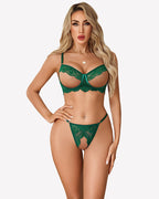 Floral Lace Cutout Lingerie Set