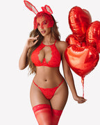 Heart Hollow Lace Underwire Bra and Panty Sets
