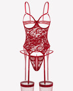 Cutout Corset Lingerie Set with Panty & Stockings