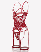 Cutout Corset Lingerie Set with Panty & Stockings