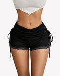 Y2k Side Drawstring Ruched Lace Shorts