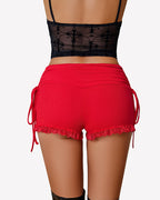 Y2k Side Drawstring Ruched Lace Shorts