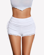 Y2k Side Drawstring Ruched Lace Shorts