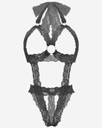 Lace Cupless Bodysuit Deep V Neck Teddy