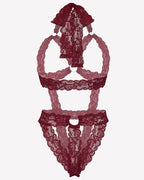 Lace Cupless Bodysuit Deep V Neck Teddy
