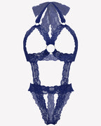 Lace Cupless Bodysuit Deep V Neck Teddy