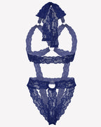Lace Cupless Bodysuit Deep V Neck Teddy
