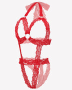 Lace Cupless Bodysuit Deep V Neck Teddy
