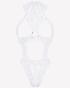 Lace Cupless Bodysuit Deep V Neck Teddy