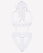 Lace Cupless Bodysuit Deep V Neck Teddy