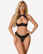 Underwire Push Up Lingerie Floral Lace Sheer Lingerie Set