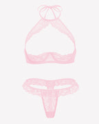 Underwire Push Up Lingerie Floral Lace Sheer Lingerie Set