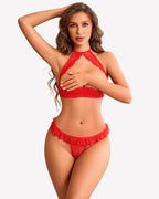 Underwire Push Up Lingerie Floral Lace Sheer Lingerie Set