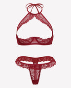 Underwire Push Up Lingerie Floral Lace Sheer Lingerie Set