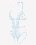 Deep V Halter Lingerie Crotchless Lace Bodysuit