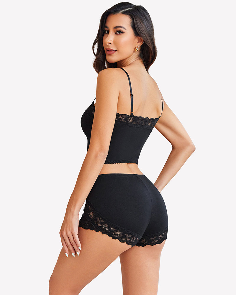 Cami Pajama Set Soft 2 Piece Lace Trim Short PJ Set