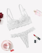 Push Up Lace Bra Panty Cutout Lace Lingerie Set