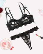 Push Up Lace Bra Panty Cutout Lace Lingerie Set
