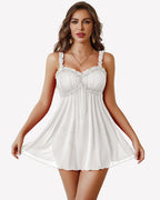 Floral Lace Babydoll Lingerie Dress with Thong