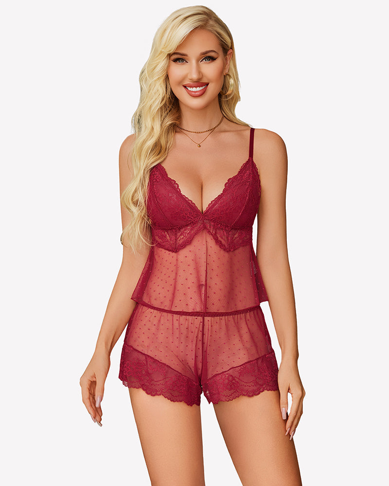 Lace Pajamas Lingerie Set Cami Shorts Sets
