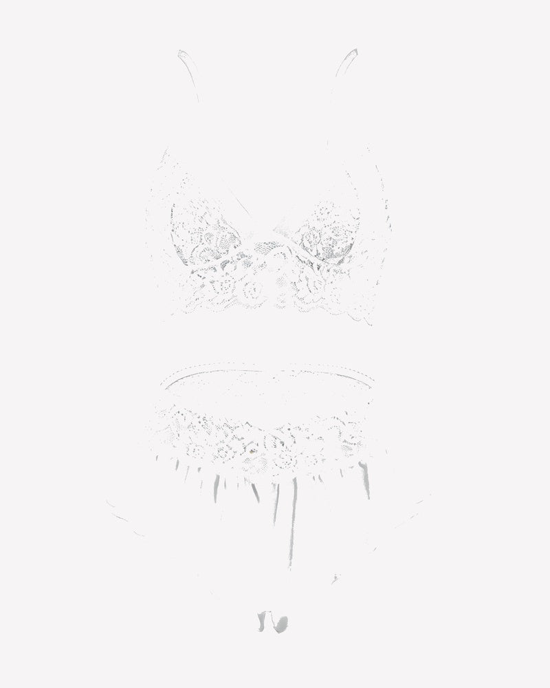 2 Piece Sheer Mesh Bralette and Ruffled Skirt Panty No Underwire