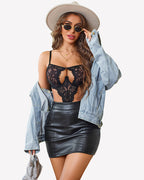 Underwired Lace Teddy Front-Opening Lingerie