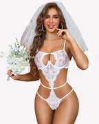 Underwired Lace Teddy Front-Opening Lingerie