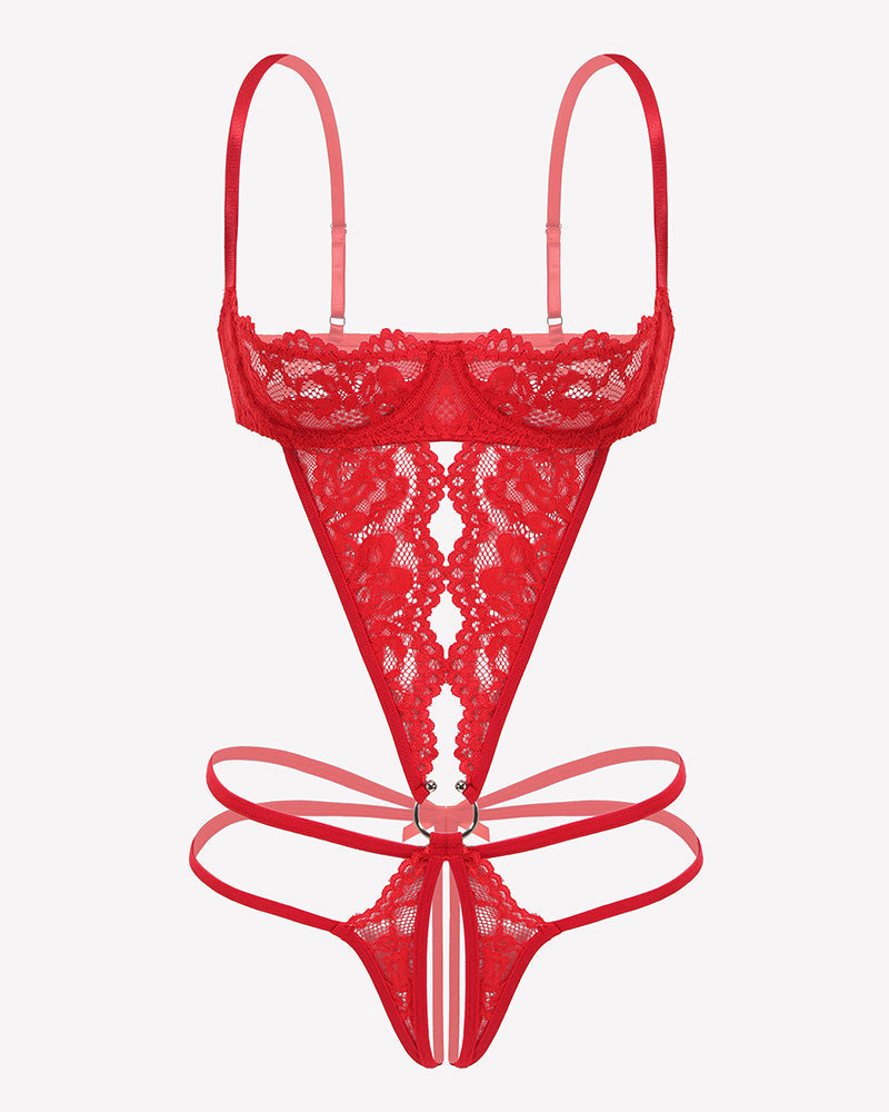 Lace Underwire Bodysuit Deep V Teddy