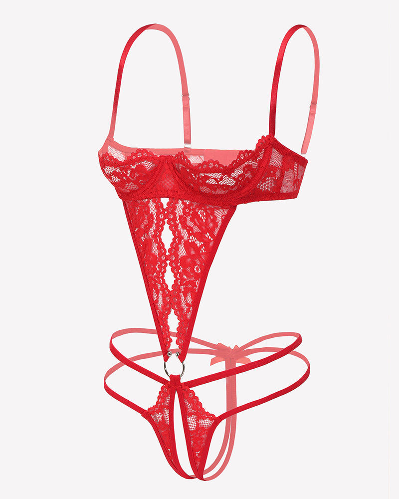 Lace Underwire Bodysuit Deep V Teddy